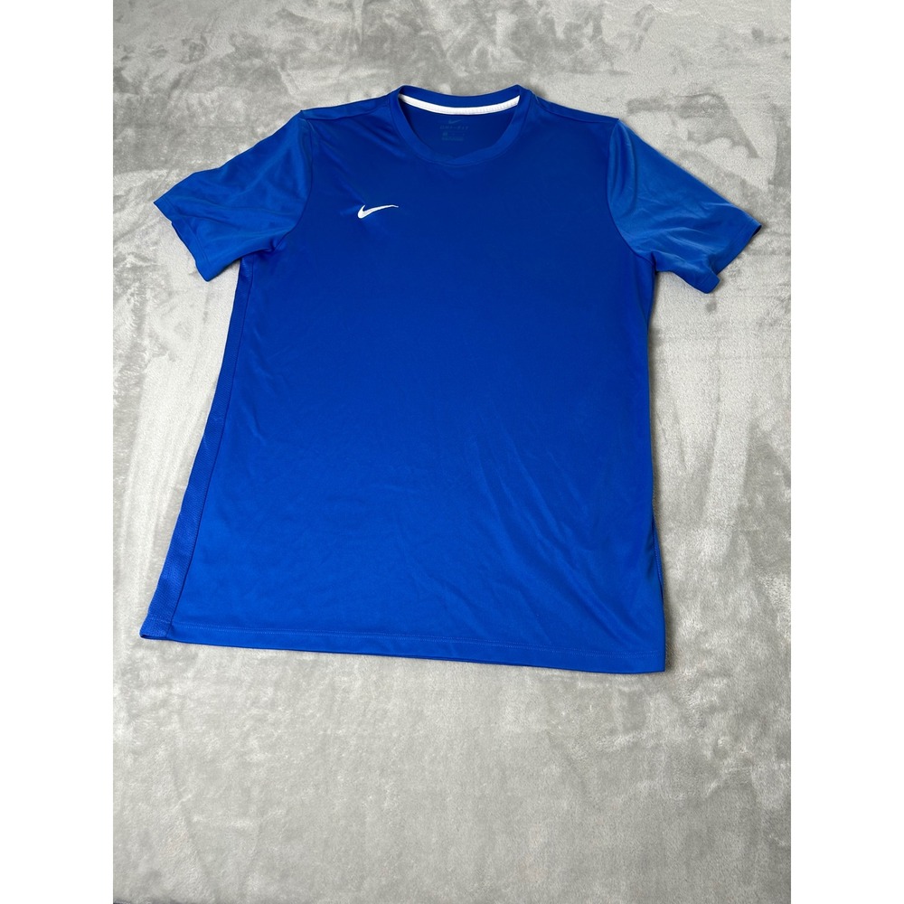 Nike Dri-FIT Mens Medium Royal Blue Short Sleeve Soccer Training Jersey Shirt
